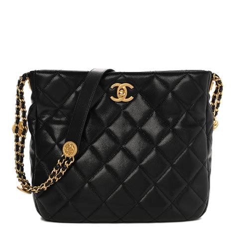 CHANEL Caviar Quilted Twist Your Buttons Hobo 